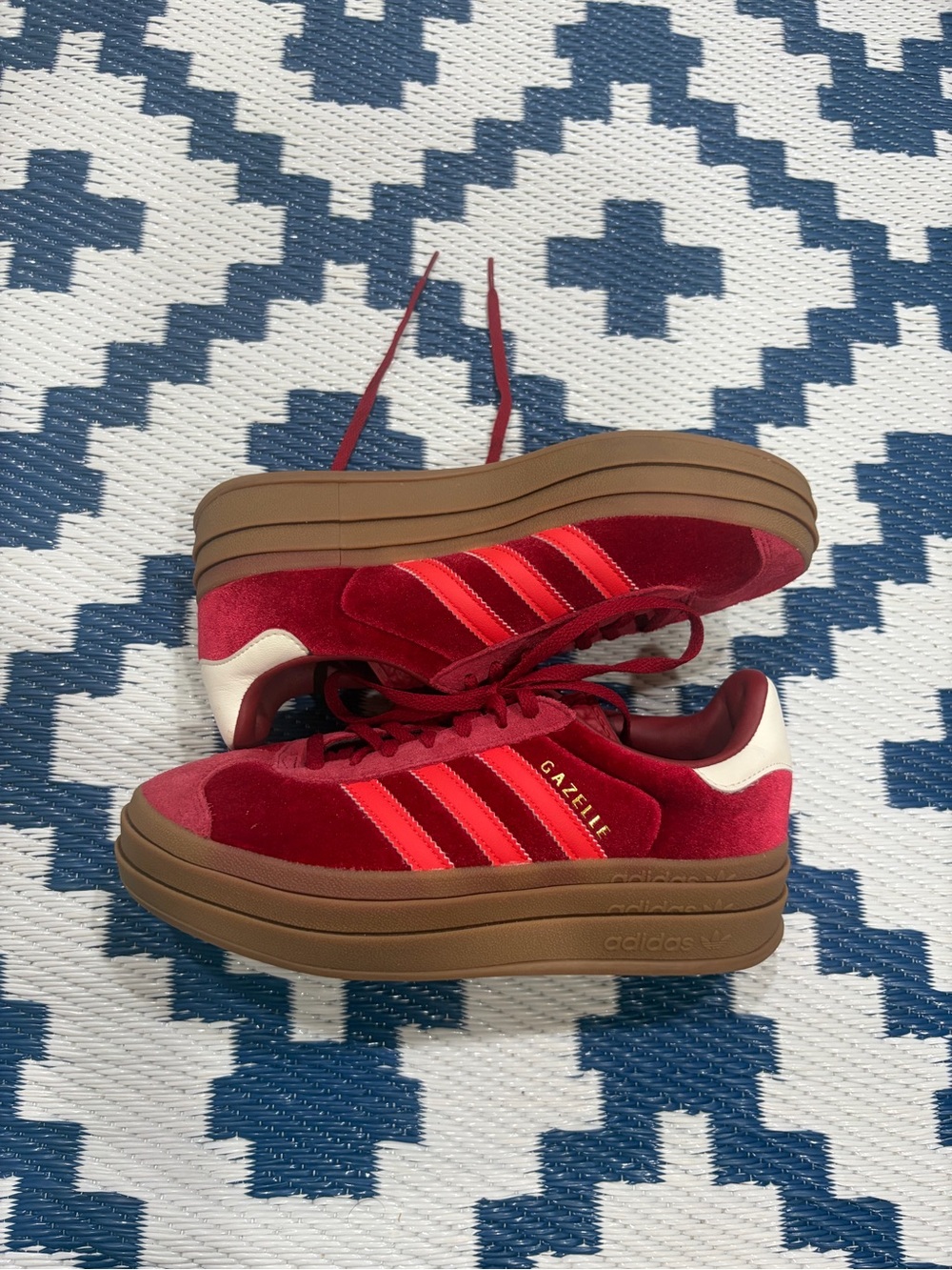 Adidas Gazelle Bold Bright Red Velvet Sneakers (Women's) Size 7.5
